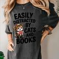 Easily Distracted By Cats And Books Lovers Reading Women's Comfort Colors T-Shirt Pepper Easily Distracted By Cats And Books Lovers Reading Women's Comfort Colors T-Shirt Pepper