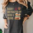 Easily Distracted By Dogs And Books Pets Books Lovers Women's Comfort Colors T-Shirt Pepper
