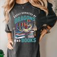 Easily Distracted By Dragons And Books Bookworm Women's Comfort Colors T-Shirt Pepper Easily Distracted By Dragons And Books Bookworm Women's Comfort Colors T-Shirt Pepper