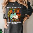 Easily Distracted By Dragons Books Cats Fantasy Book Lover Women's Comfort Colors T-Shirt Pepper Easily Distracted By Dragons Books Cats Fantasy Book Lover Women's Comfort Colors T-Shirt Pepper