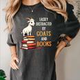 Easily Distracted By Goats And Books Goats And Book Reading Women's Comfort Colors T-Shirt Pepper