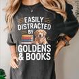 Easily Distracted By Goldens & Books Golden Retriever Dog Women's Comfort Colors T-Shirt Pepper Easily Distracted By Goldens & Books Golden Retriever Dog Women's Comfort Colors T-Shirt Pepper