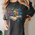 Enchanted Open Book With Blooming Flowers Women's Comfort Colors T-Shirt Pepper Enchanted Open Book With Blooming Flowers Women's Comfort Colors T-Shirt Pepper