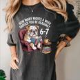 English Bulldog Dog Reading Book 67 Six Seven Meme Women's Comfort Colors T-Shirt Pepper