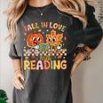 Fall In Love With Reading Autumn Pumpkin Teacher Book Lover Women's Comfort Colors T-Shirt Pepper Fall In Love With Reading Autumn Pumpkin Teacher Book Lover Women's Comfort Colors T-Shirt Pepper