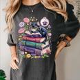 Fantasy Drama Tragedy Cute Cat Book Lover Readers Librarians Women's Comfort Colors T-Shirt Pepper