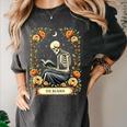 Floral Tarot Card The Reader Skeleton Reading Book Women's Comfort Colors T-Shirt Pepper