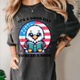 A Good Day To Read a Book Reading Eagle With American Flag Women's Comfort Colors T-Shirt Pepper