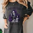 Good Girls Read Bad Books Sarcastic Skeleton Goth Skull Women's Comfort Colors T-Shirt Pepper