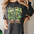 Groovy It's Good Luck To Read St Patrick's Day Book Lucky Women's Comfort Colors T-Shirt Pepper Groovy It's Good Luck To Read St Patrick's Day Book Lucky Women's Comfort Colors T-Shirt Pepper