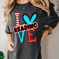 I Heart Books Love Reading Red And Stripe Animated Cat For Men Women Girls Kids Women's Comfort Colors T-Shirt Pepper I Heart Books Love Reading Red And Stripe Animated Cat For Men Women Girls Kids Women's Comfort Colors T-Shirt Pepper