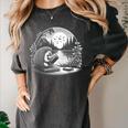 Hedgehog Reading Book Full Moon Lake Scenery Women's Comfort Colors T-Shirt Pepper