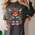 Highland Cow Book Floral Bookworm Women's Comfort Colors T-Shirt Pepper Highland Cow Book Floral Bookworm Women's Comfort Colors T-Shirt Pepper
