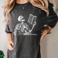 Hilarious Skeleton Holding a Book And Laughing Gothic Women's Comfort Colors T-Shirt Pepper Hilarious Skeleton Holding a Book And Laughing Gothic Women's Comfort Colors T-Shirt Pepper