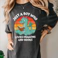 Just A Boy Who Loves Dragons And Books Kids Toddler Baby 5T Women's Comfort Colors T-Shirt Pepper