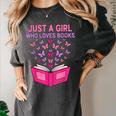 Just A Girl Who Loves Books Butterflies Reading Women's Comfort Colors T-Shirt Pepper