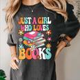 Just A Girl Who Loves Books Reading Cute Bookworm Girls Kids Women's Comfort Colors T-Shirt Pepper