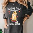 Just a Girl Who Loves Cats And Books Reading Cat & Bookworm Women's Comfort Colors T-Shirt Pepper