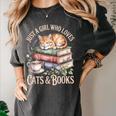 Just A Girl Who Loves Cats And Books Reading Librarian Women's Comfort Colors T-Shirt Pepper Just A Girl Who Loves Cats And Books Reading Librarian Women's Comfort Colors T-Shirt Pepper