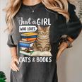 Just a Girl Who Loves Cats And Books Women's Comfort Colors T-Shirt Pepper Just a Girl Who Loves Cats And Books Women's Comfort Colors T-Shirt Pepper