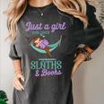 Just a Girl Who Loves Sloths And Books Women's Comfort Colors T-Shirt Pepper Just a Girl Who Loves Sloths And Books Women's Comfort Colors T-Shirt Pepper