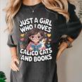 Kawaii Cat And Books Just A Girl Who Loves Both Women's Comfort Colors T-Shirt Pepper Kawaii Cat And Books Just A Girl Who Loves Both Women's Comfort Colors T-Shirt Pepper