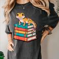 Leopard Gecko Book Lover Reading Women's Comfort Colors T-Shirt Pepper