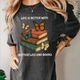 Life Is Better With Butterflies And Books Cute Butterfly Women's Comfort Colors T-Shirt Pepper