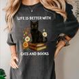 Life Is Better With Cats And Books Cute Cat Lover For Men Women Kids Women's Comfort Colors T-Shirt Pepper Life Is Better With Cats And Books Cute Cat Lover For Men Women Kids Women's Comfort Colors T-Shirt Pepper