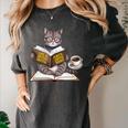 Life Is Better With Cats Coffee Books Cat Reading Book Women's Comfort Colors T-Shirt Pepper Life Is Better With Cats Coffee Books Cat Reading Book Women's Comfort Colors T-Shirt Pepper