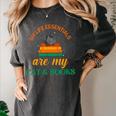 My Life Essentials Are Cat And Books Women's Comfort Colors T-Shirt Pepper My Life Essentials Are Cat And Books Women's Comfort Colors T-Shirt Pepper