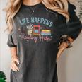 Life Happens Reading Helps Loves To Read Books Cats Women's Comfort Colors T-Shirt Pepper Life Happens Reading Helps Loves To Read Books Cats Women's Comfort Colors T-Shirt Pepper