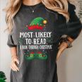 Most Likely To Read A Book Matching Christmas Elf Women's Comfort Colors T-Shirt Pepper Most Likely To Read A Book Matching Christmas Elf Women's Comfort Colors T-Shirt Pepper