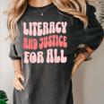 Literacy And Justice For All Book Lover Women's Comfort Colors T-Shirt Pepper