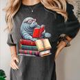 Manatee Reading Books Matching Bookworm Readers Librarian Women's Comfort Colors T-Shirt Pepper Manatee Reading Books Matching Bookworm Readers Librarian Women's Comfort Colors T-Shirt Pepper