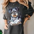 Nerdy Schnauzer Dog Book Lover Glasses Cute Pet For Men Women Kids Women's Comfort Colors T-Shirt Pepper