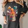 Octopus Book Reading Book Reader Ocean Octopus Women's Comfort Colors T-Shirt Pepper
