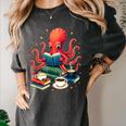 Octopus Reading Books Tea Coffee Women's Comfort Colors T-Shirt Pepper