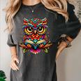 Owl With Glasses And Book Reading Women's Comfort Colors T-Shirt Pepper Owl With Glasses And Book Reading Women's Comfort Colors T-Shirt Pepper