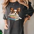 Papillon Books Reading Dog Breed Graphic For Men Women Kids Women's Comfort Colors T-Shirt Pepper Papillon Books Reading Dog Breed Graphic For Men Women Kids Women's Comfort Colors T-Shirt Pepper