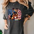 Patriotic German Shepherd Dog Books Baseball American Flag Women's Comfort Colors T-Shirt Pepper
