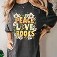 Peace Love Books Librarian Teacher Life Book Library Women's Comfort Colors T-Shirt Pepper Peace Love Books Librarian Teacher Life Book Library Women's Comfort Colors T-Shirt Pepper