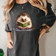 Porcupine Reading Book Hedgehog Book Lover Women's Comfort Colors T-Shirt Pepper