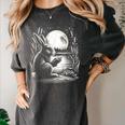 Rabbit Reading Book Full Moon Lake Scenery Women's Comfort Colors T-Shirt Pepper