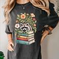Raccoon Books Reading Flowers Women's Comfort Colors T-Shirt Pepper Raccoon Books Reading Flowers Women's Comfort Colors T-Shirt Pepper
