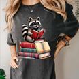 Raccoon Reading Books Matching Bookworm Readers Librarian Women's Comfort Colors T-Shirt Pepper