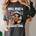 Well Read & Slightly Feral Raccoon Book Lover Graphic Women's Comfort Colors T-Shirt Pepper Well Read & Slightly Feral Raccoon Book Lover Graphic Women's Comfort Colors T-Shirt Pepper