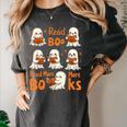 Read Boo KS Read More Bo KS Cute Ghost Reading Book Women's Comfort Colors T-Shirt Pepper