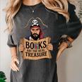 Read Book Reader Library Reading Librarian Pirate Bookworm Women's Comfort Colors T-Shirt Pepper