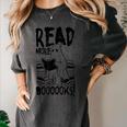 Read More Books Ghost Halloween Reading Teacher Literacy Women's Comfort Colors T-Shirt Pepper